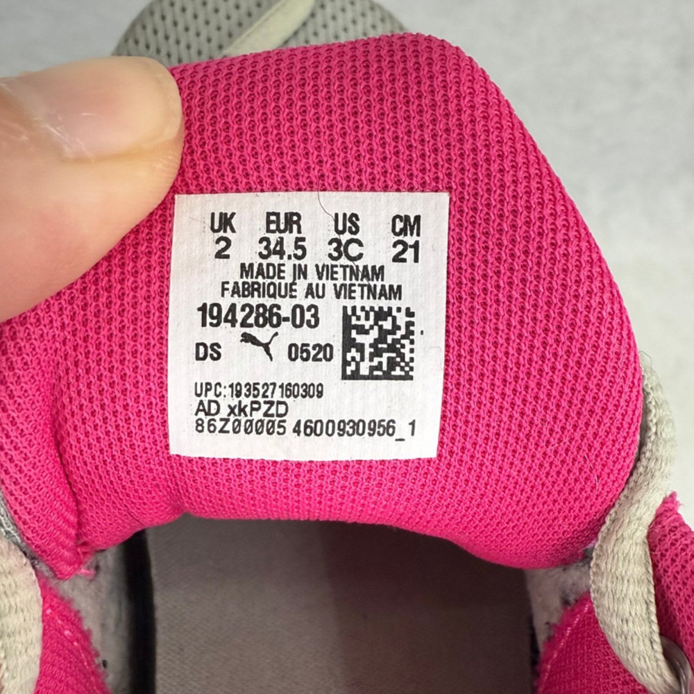 PUMA Kids Gently Worn Pink‎ Gray Athletic Shoes Sz 3C - Picture 6 of 6